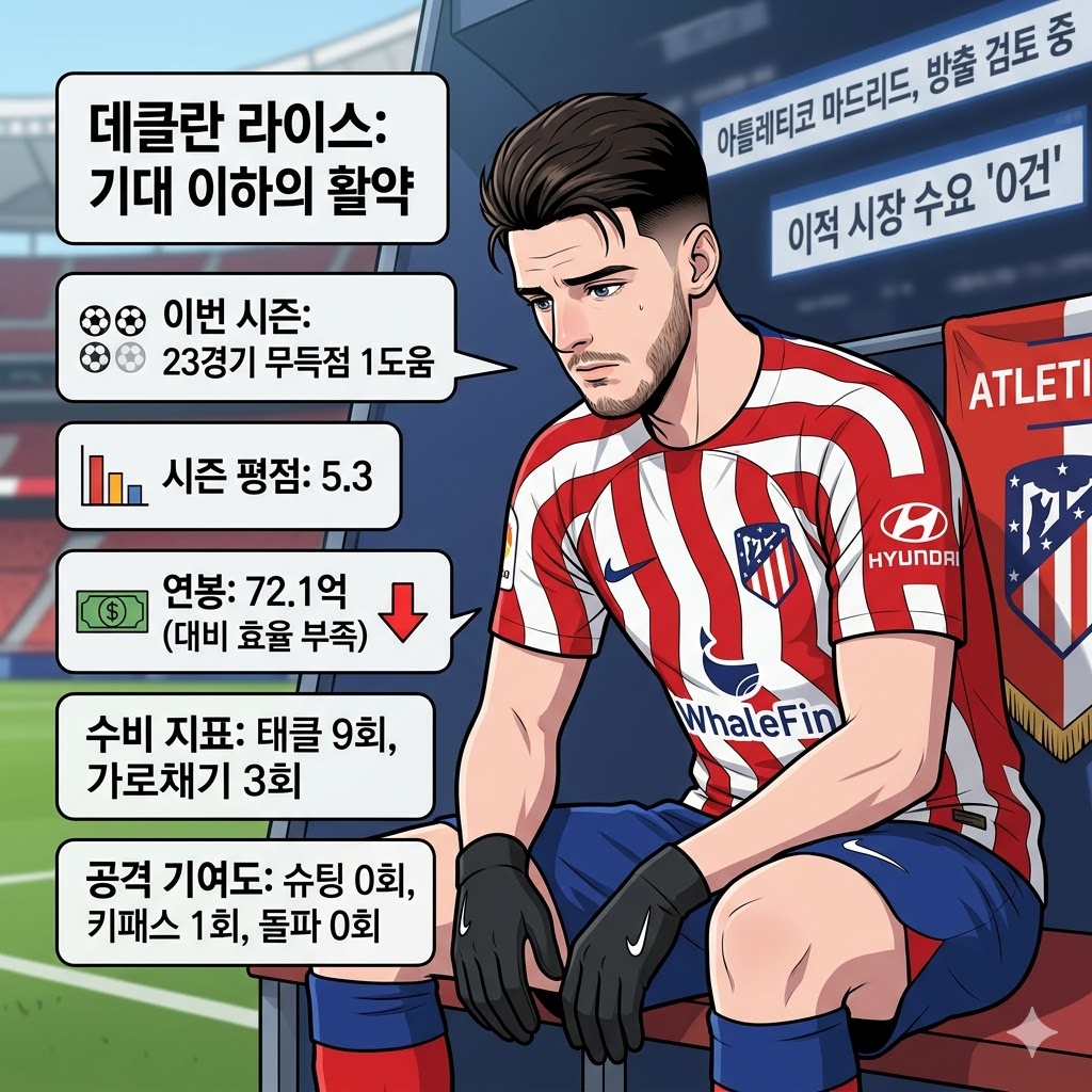 72억 연봉 라이스, 슈팅 0회·득점 0…[존재감 실종]