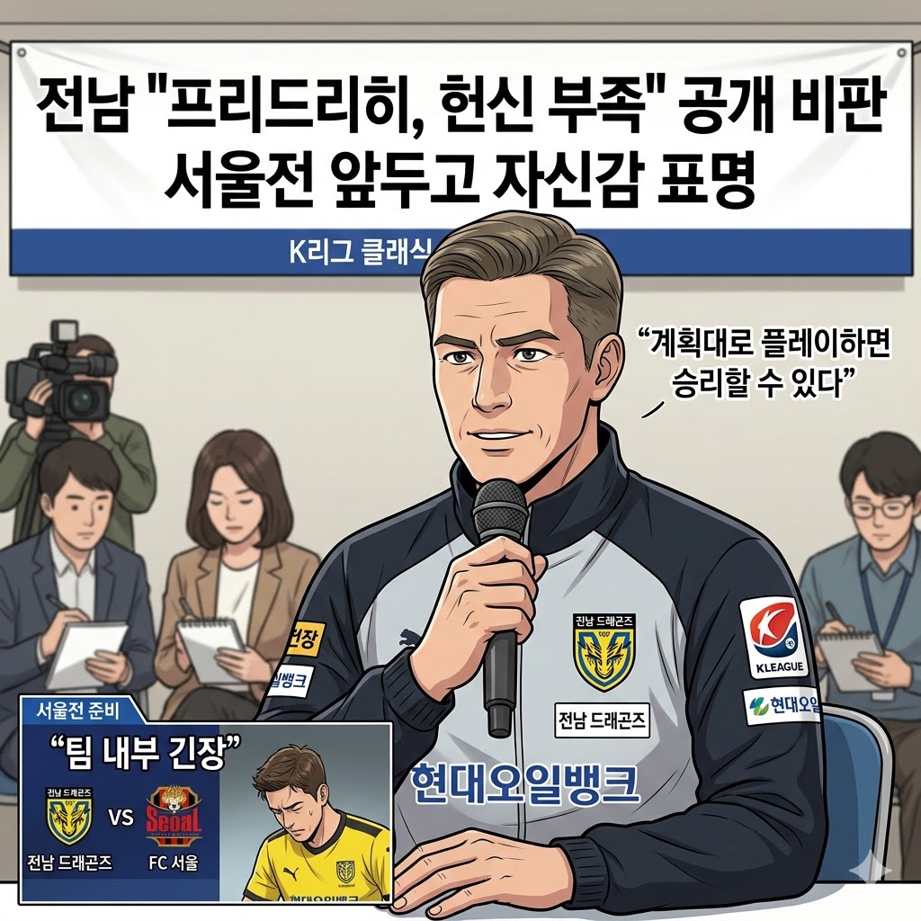 전남 감독, 서울전 앞두고 [프리드리히] 작심 비판