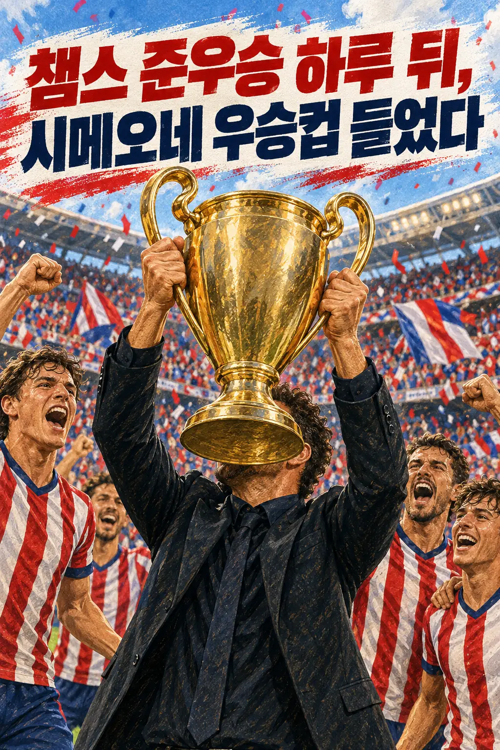 챔스 준우승 하루 뒤, 시메오네 우승컵 들었다