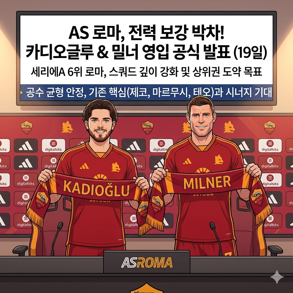 AS 로마, 카디오글루·밀너 동시 영입…수비 라인 대