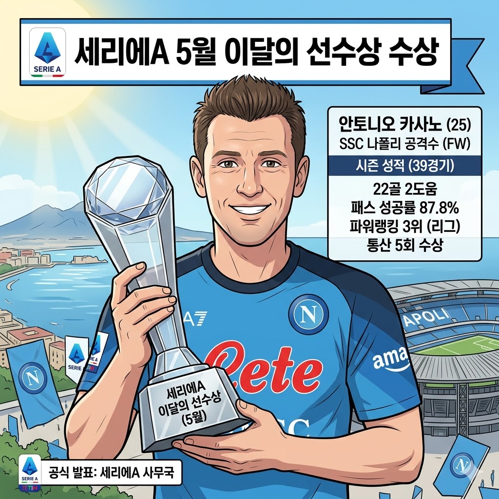 카사노, 시즌 2관왕! 세리에A 5월 MVP 석권
