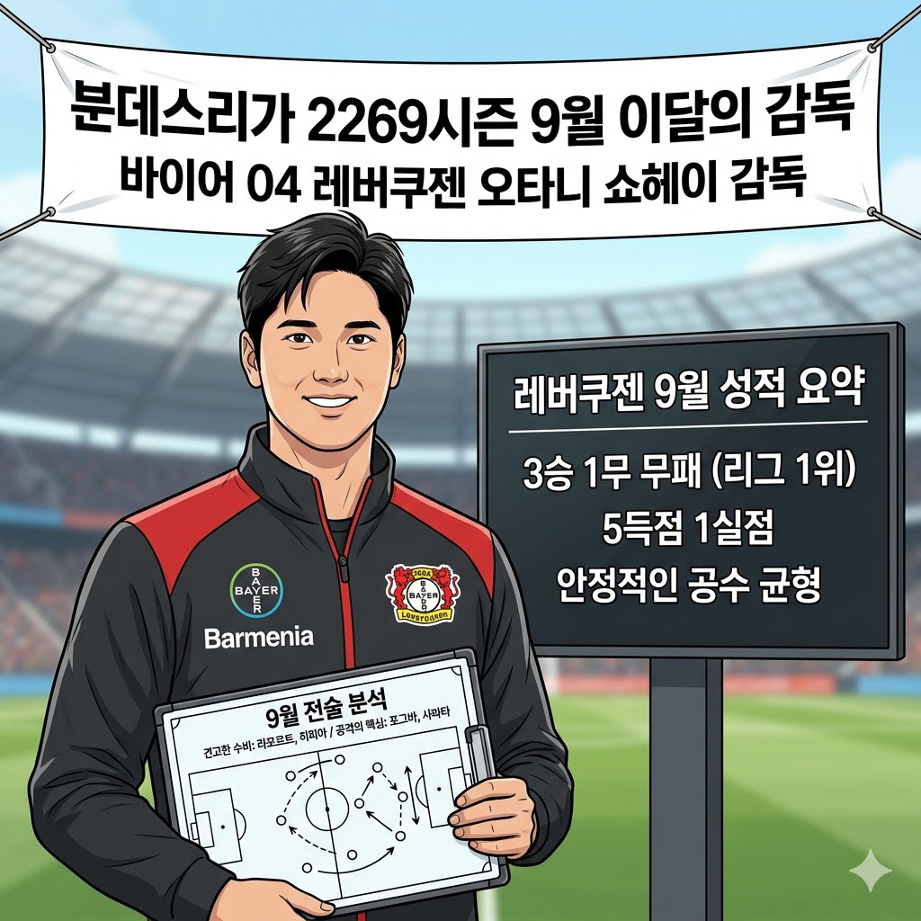 오타니 쇼헤이, 분데스리가 9월 최고의 감독 등극