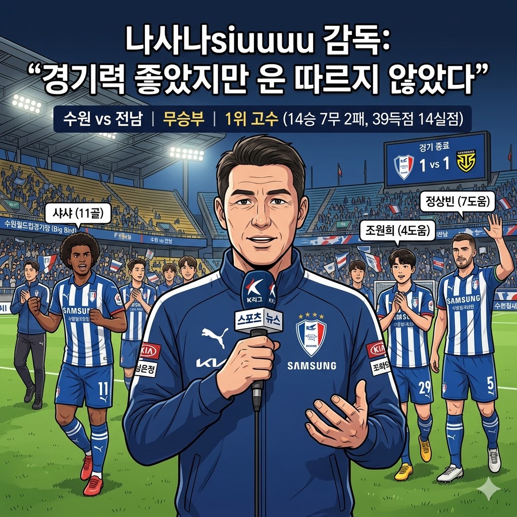 수원 감독[경기력은 합격, 승리는 불합격]