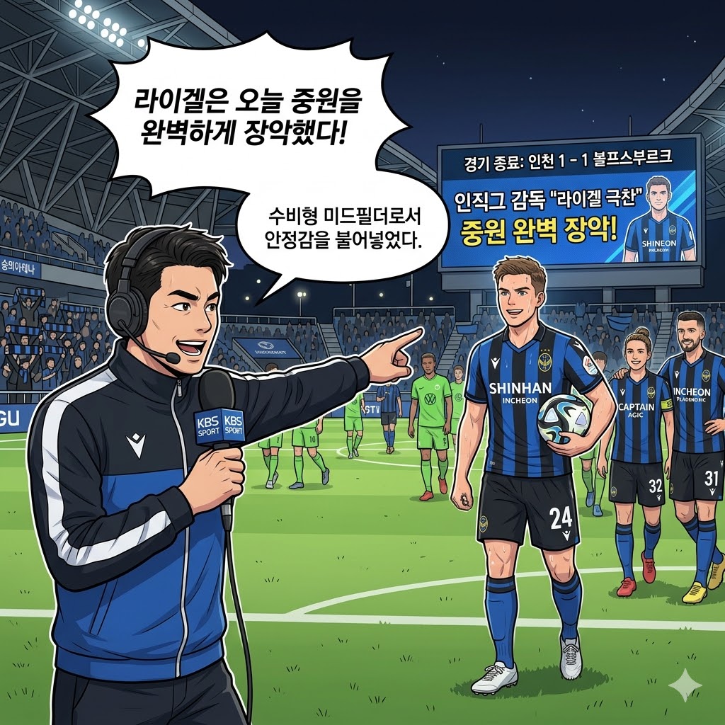 인천 감독 극찬 [라이겔, 중원을 완벽히 장악했다]