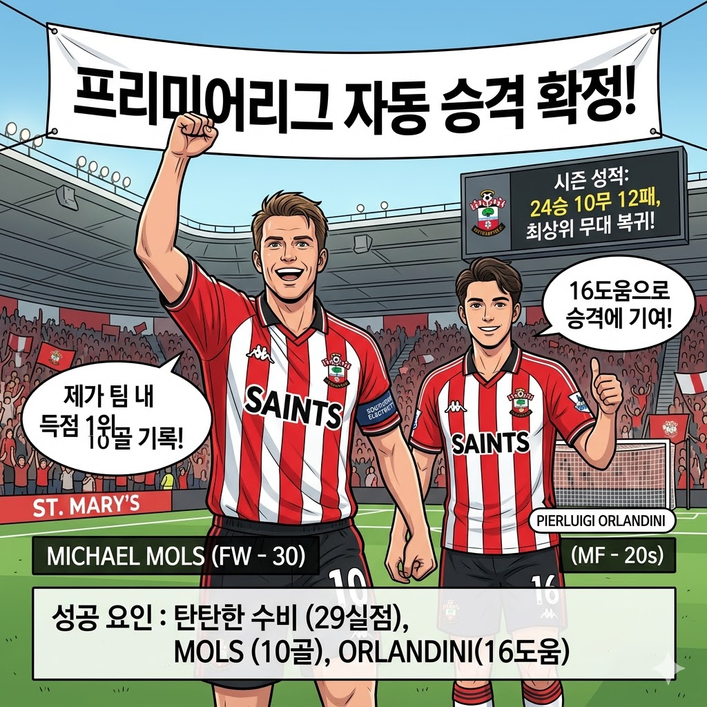 사우스햄튼, 챔피언십 2위로 프리미어리그 복귀 확정