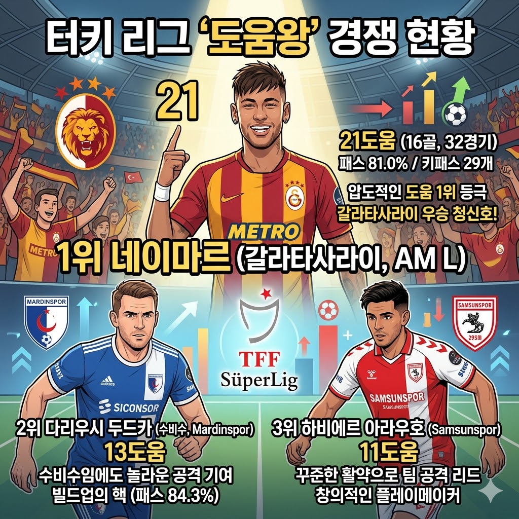 터키 리그 도움왕은 네이마르 21도움 압도적 1위터키