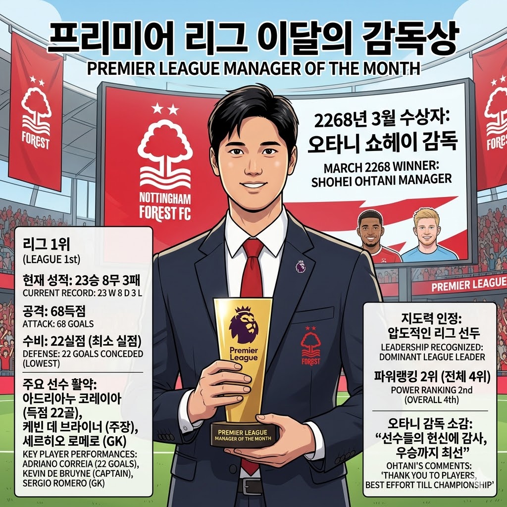 오타니 쇼헤이, 포레스트 이끌고 프리미어리그 정상