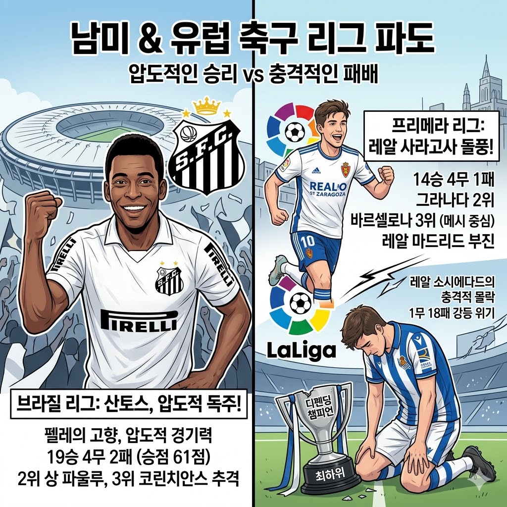 브라질 리그 산토스 돌풍 1위 질주상 파울루 코린치안