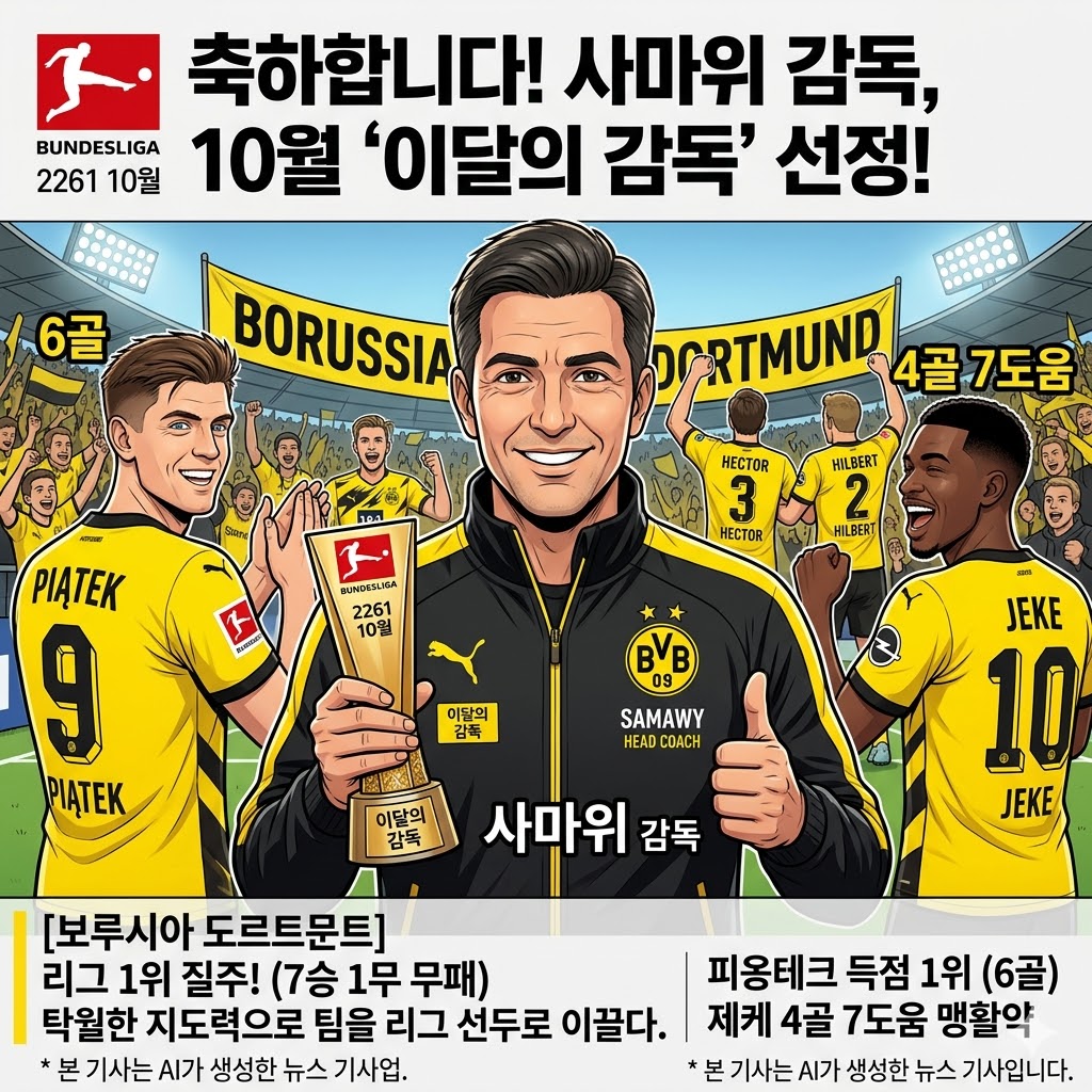 도르트문트 돌풍! 사마위, 10월의 감독 등극