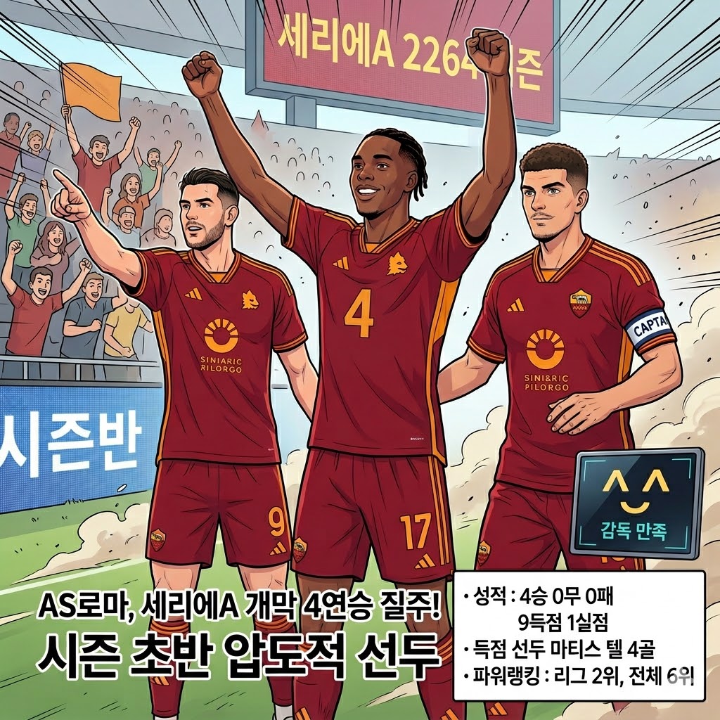 로마, 세리에A 개막 4연승 폭주! 벌써 우승 굳히나?