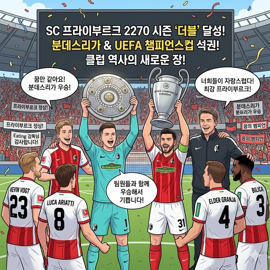 프라이부르크, 챔스·분데스 더블 달성! 역사를 쓰다