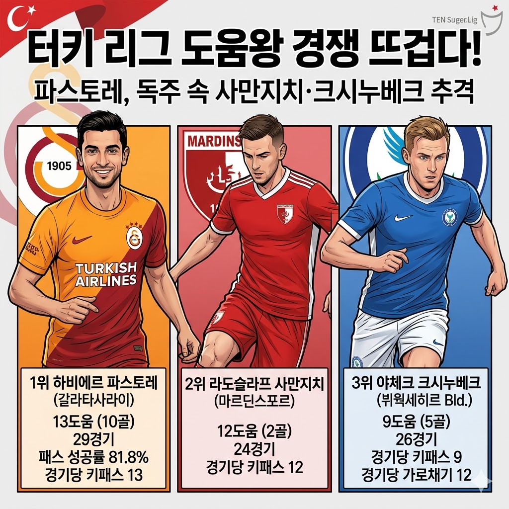 파스토레 터키 리그 도움왕 등극 13도움