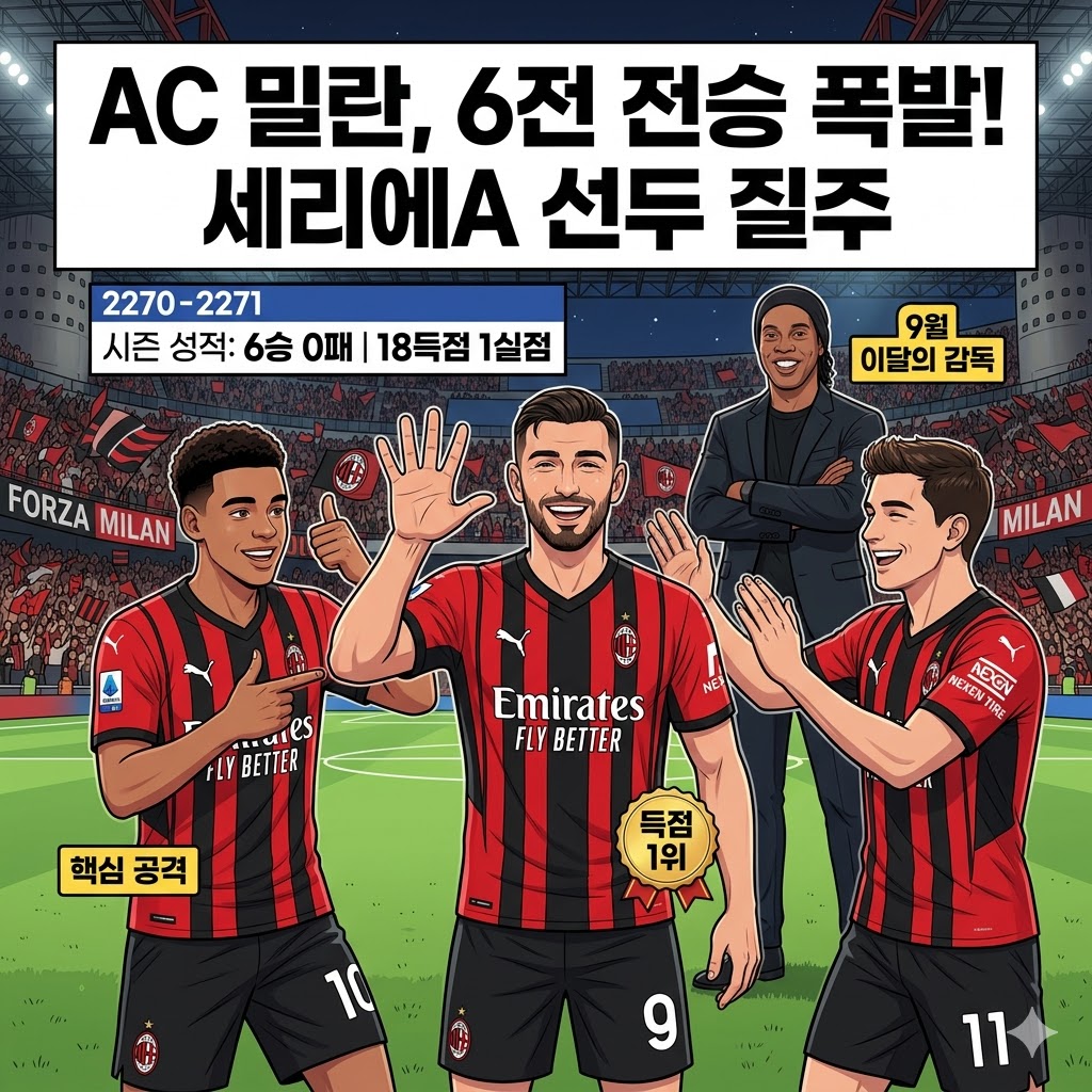 AC 밀란, 6전 전승 1실점…세리에A 완벽 질주