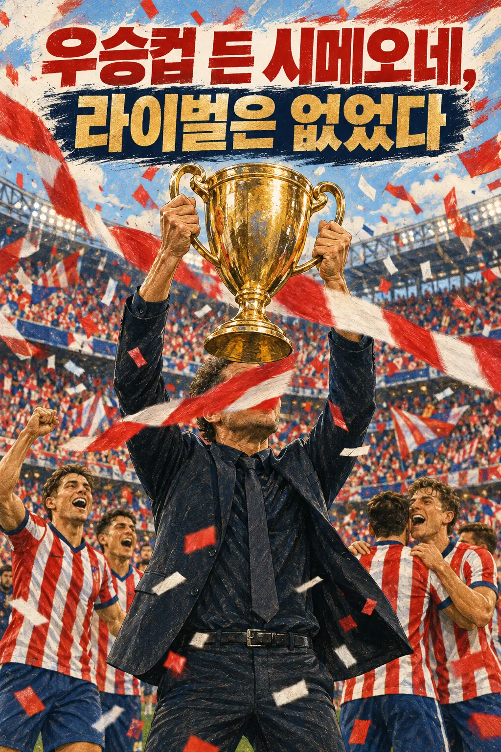 우승컵 든 시메오네, 라이벌은 없었다