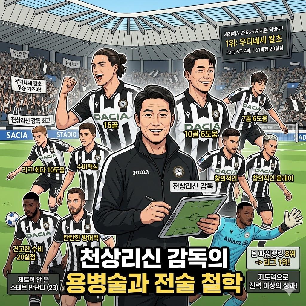 천상리신의 우디네세, 세리에A 정상 독주 중