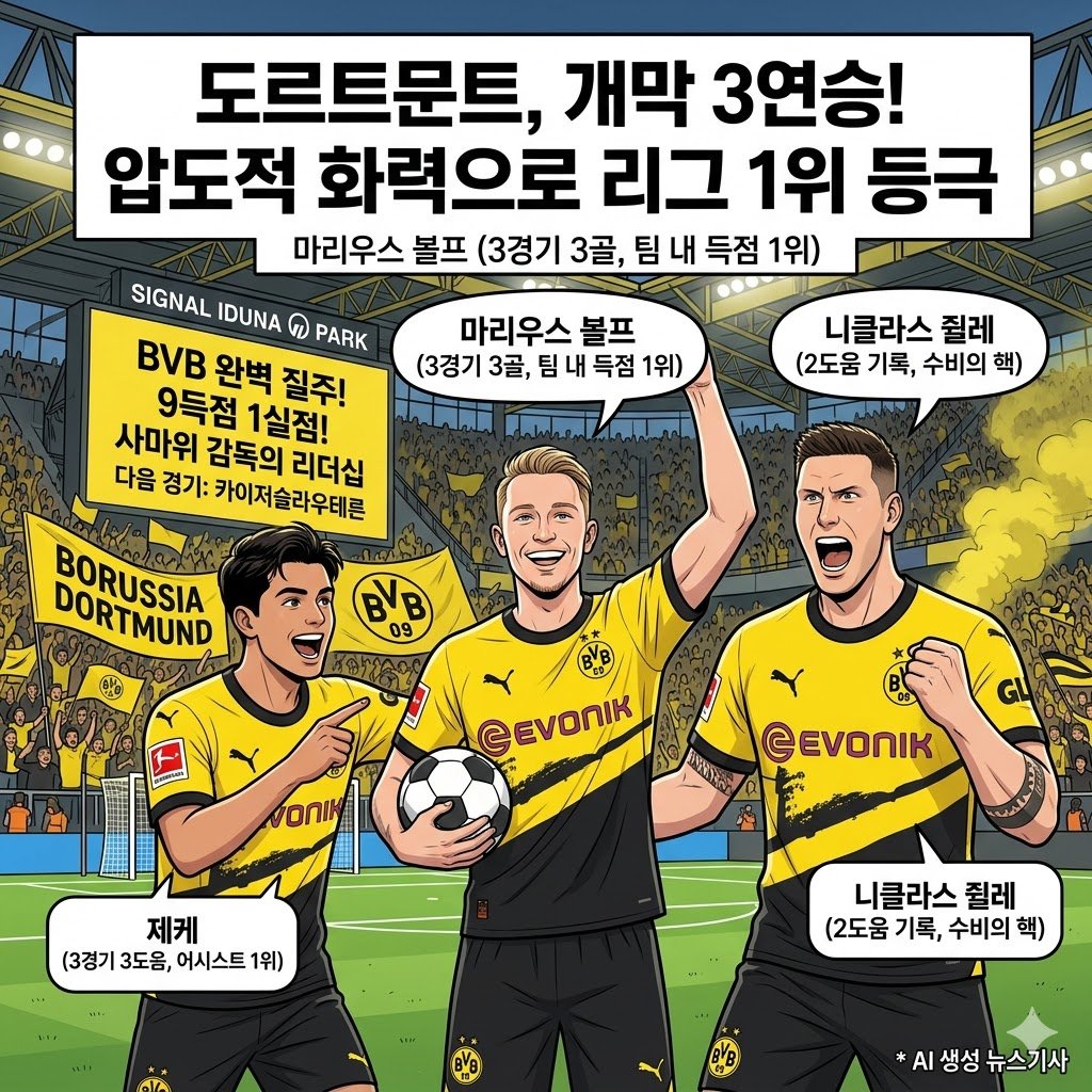 도르트문트, 3연승 질주…볼프가 이끄는 [완벽 개막]