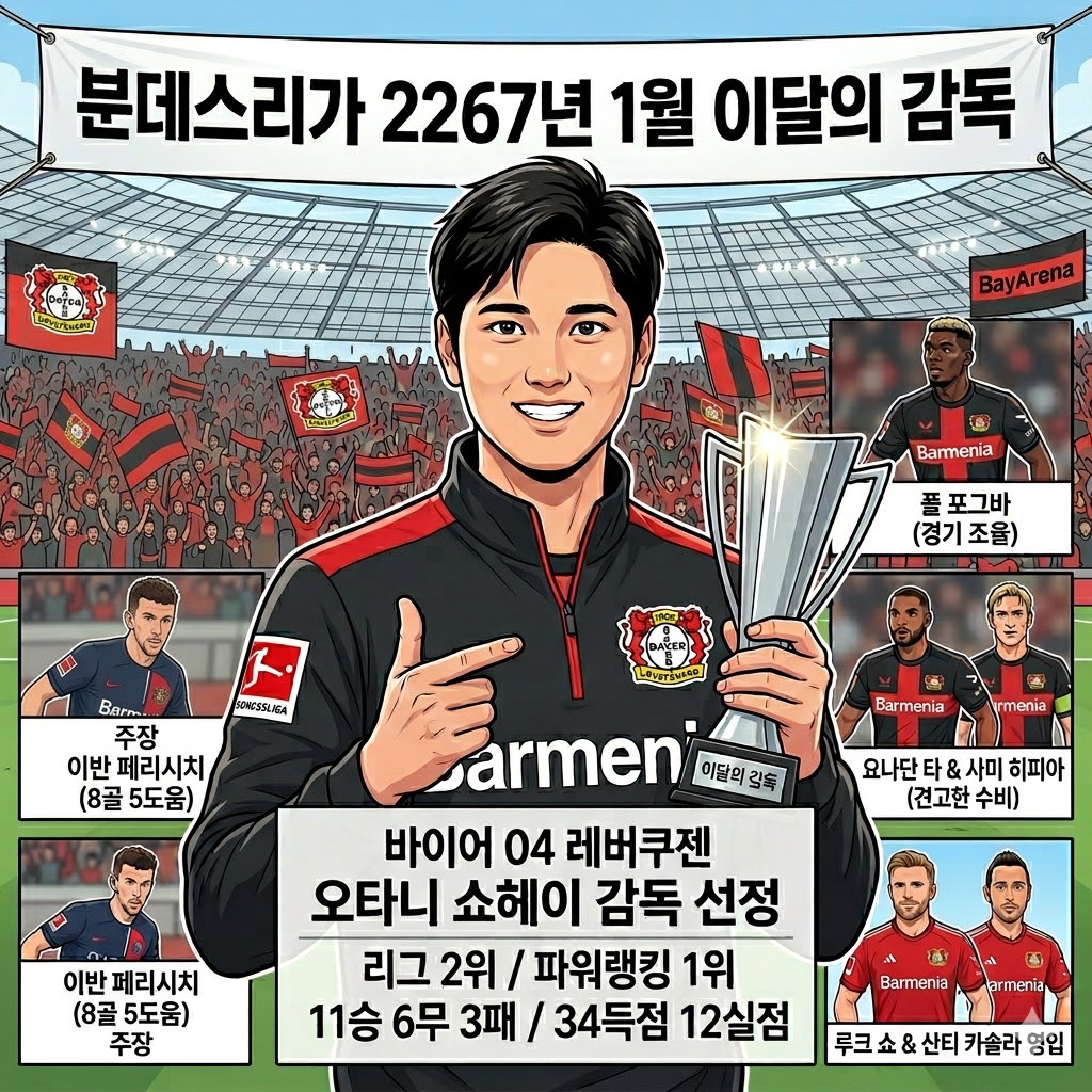 오타니 쇼헤이, 분데스리가 1월 최우수 감독 등극