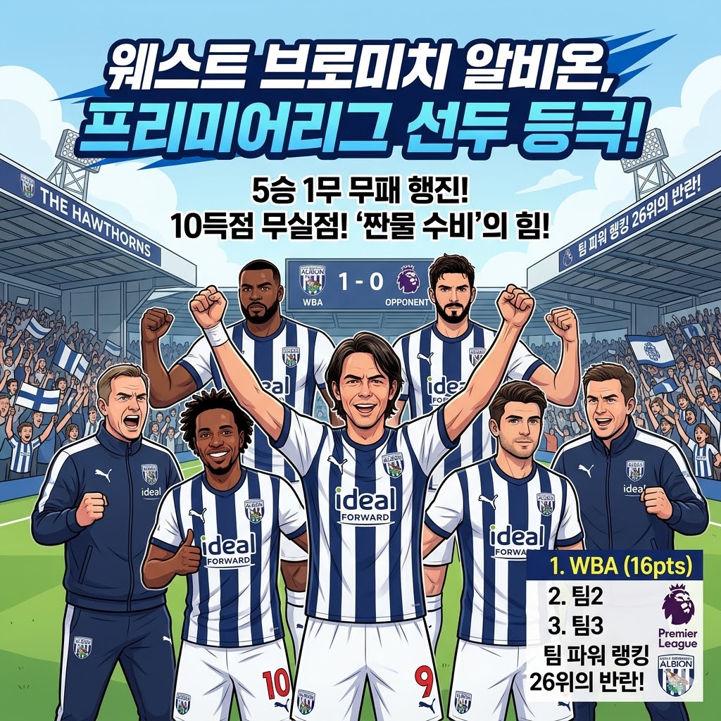 무패 선두 질주! 웨스트 브로미치 돌풍