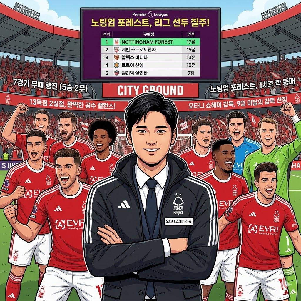[돌풍] 노팅엄, 무패로 EPL 초반 선두 질주!
