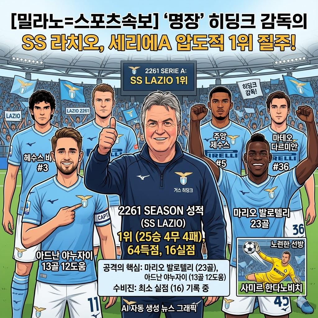 [2261 세리에A] 히딩크의 라치오, 압도적 질주!