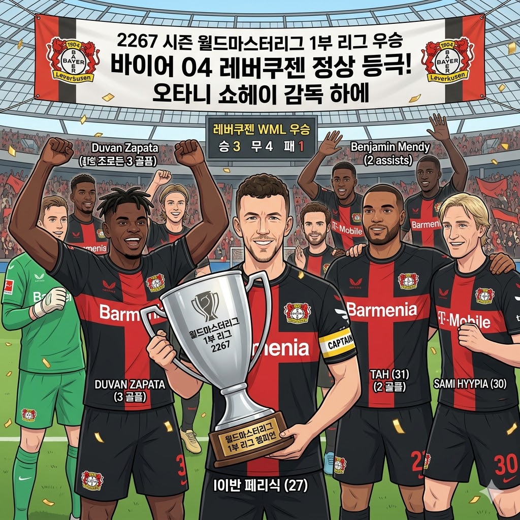 레버쿠젠, 철벽 수비로 2267시즌 1부리그 정상 등극