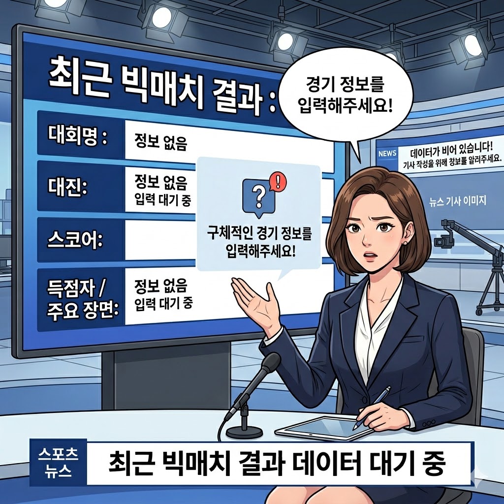 최근 빅매치 결과 내용이 비어 있어서 구체적인 뉴스