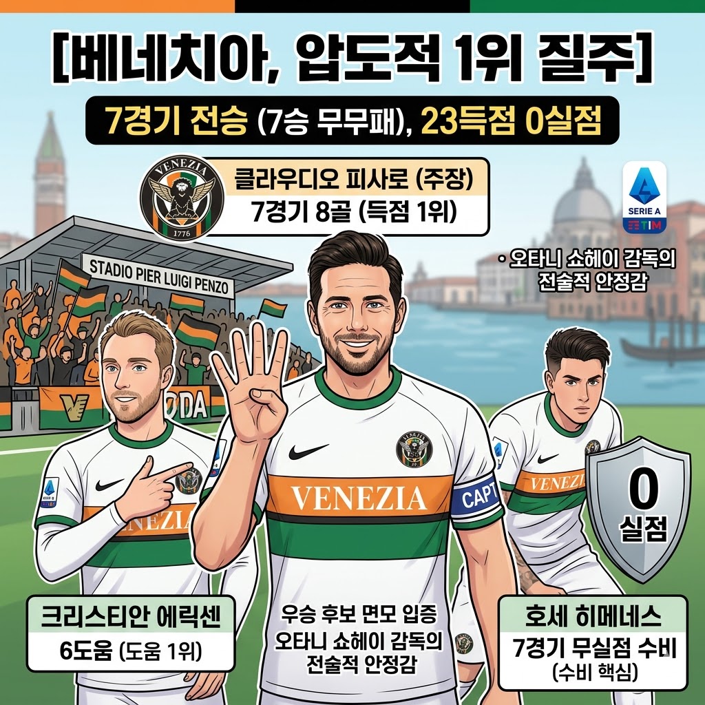 7전 7승 무실점, 베네치아가 세리에A를 집어삼킨다
