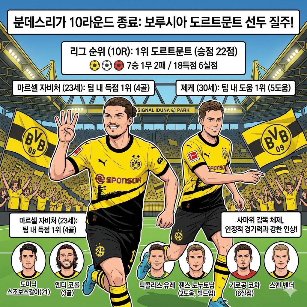 도르트문트, 7승 질주…분데스리가 왕좌 꿰찼다