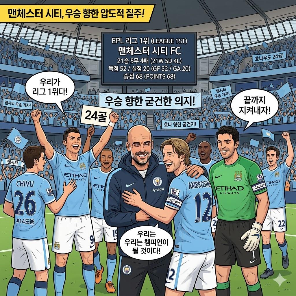 무적 맨시티, EPL 왕좌 직행! 공수 완벽 질주