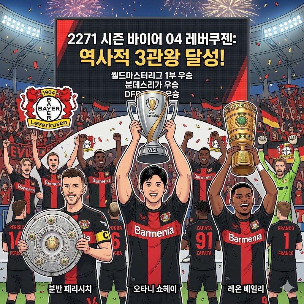 레버쿠젠, 꿈의 시즌 3관왕 달성!