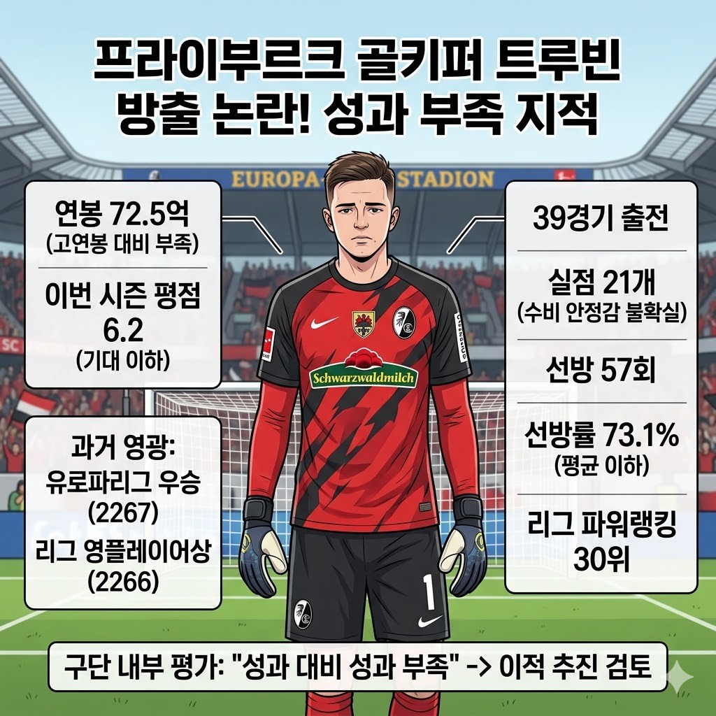 트루빈, 연봉 72.5억 받고 평점 6.2…프라이부르크 [