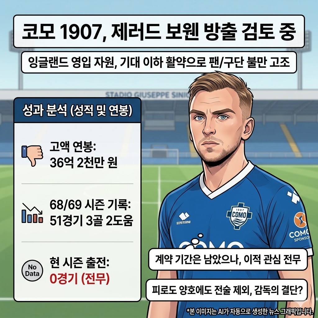 보웬, 36억 받고 0경기…코모가 칼 빼들었다