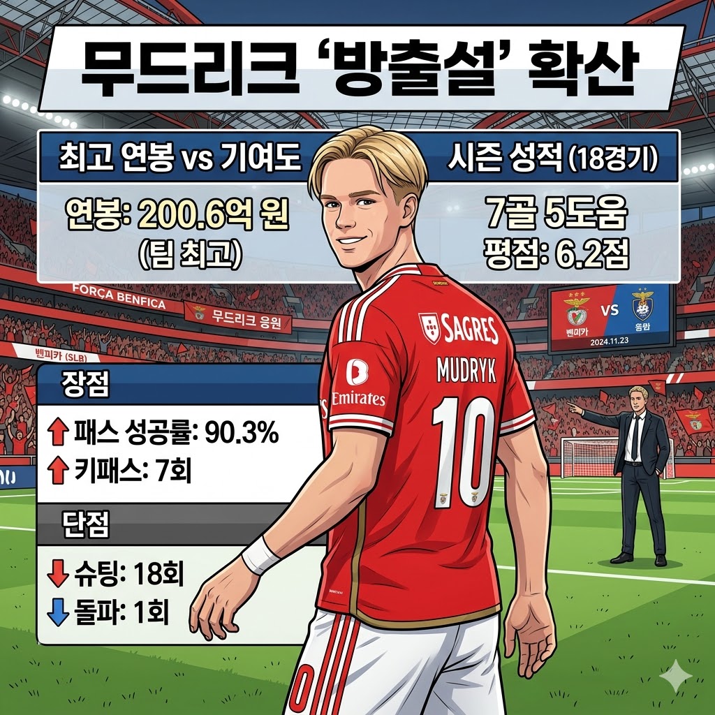 무드리크, 200억 연봉값 못하나? 방출 기로
