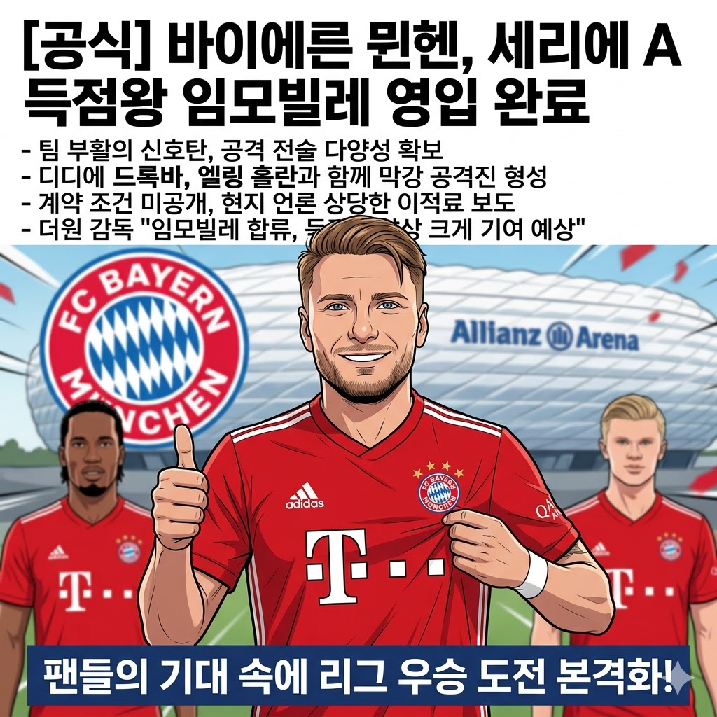 [속보] 뮌헨, ';득점 괴물'; 임모빌레 전격 영입!