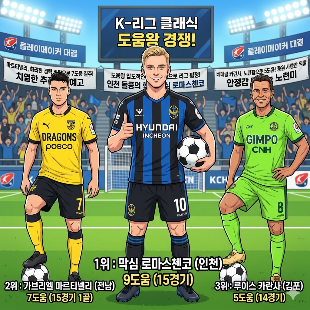 로마스첸코 K리그 도움왕 등극 마르티넬리 바짝 추격